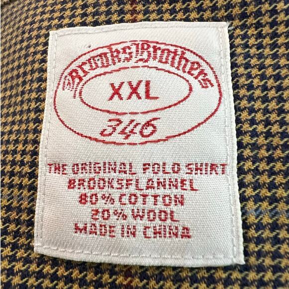 Brooks Brothers 346 Men's Cotton Wool Blend Flannel Shirt Houndstooth Size XXL - Picture 3 of 4